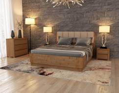 180-200 Кровать Wood Home 2 с подъемным механизмом Антик (сосна) с брашированием/Лофти Бежевый