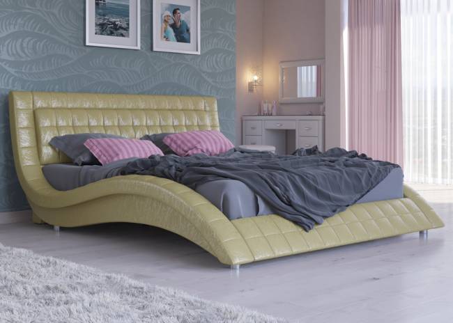 Кровать Атлантико, цвет:  Экокожа Золото