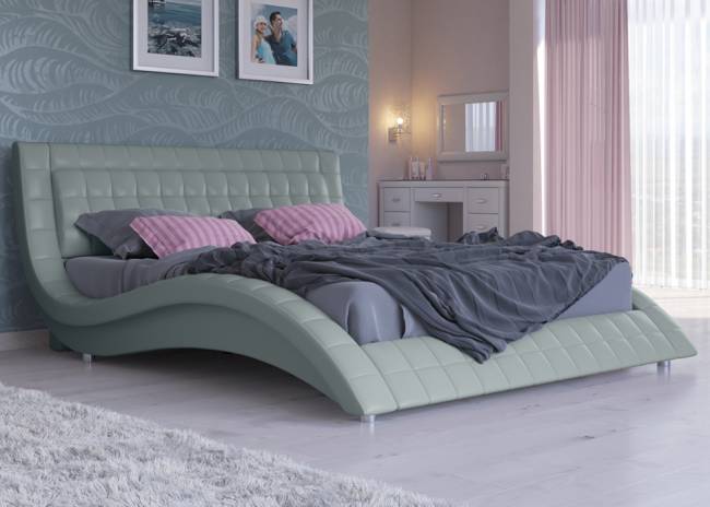 Кровать Атлантико, цвет: Экокожа Серая