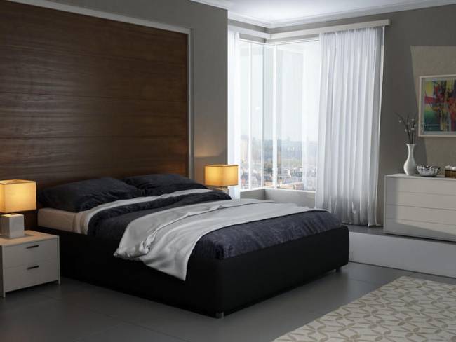 Кровать Veda 1 Base, цвет: Экокожа Черная