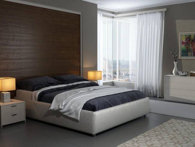 Кровать Veda 1 Base, цвет: Экокожа Жемчуг