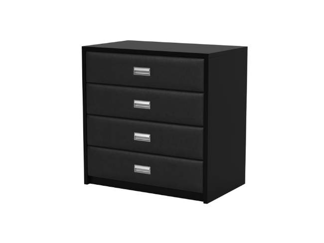 Комод Como/Veda (4 ящика), цвет: ЛДСП Черный/Экокожа Черный Комод Como/Veda (4 ящика), цвет: ЛДСП Черный/Экокожа Черный