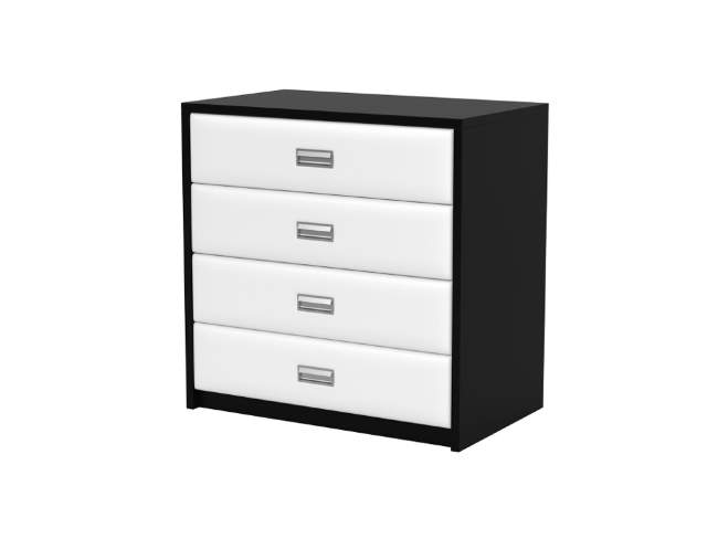 Комод Como/Veda (4 ящика), цвет: ЛДСП Черный/Экокожа Белый Комод Como/Veda (4 ящика), цвет: ЛДСП Черный/Экокожа Белый