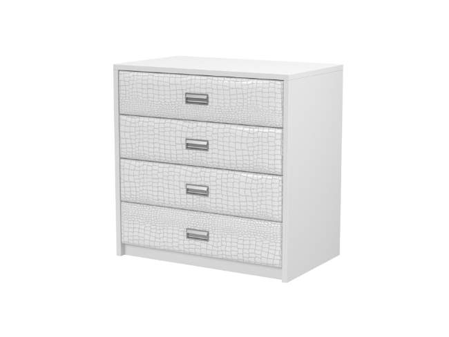 Комод Como/Veda (4 ящика), цвет: ЛДСП Белый/Экокожа Кайман Белый Комод Como/Veda (4 ящика), цвет: ЛДСП Белый/Экокожа Кайман Белый