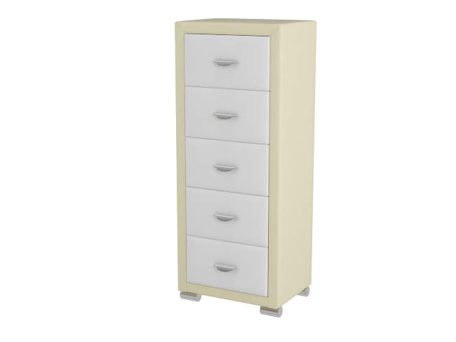 Комод Orma Soft 2 (5 ящиков), цвет: Экокожа Кремовый/Белый