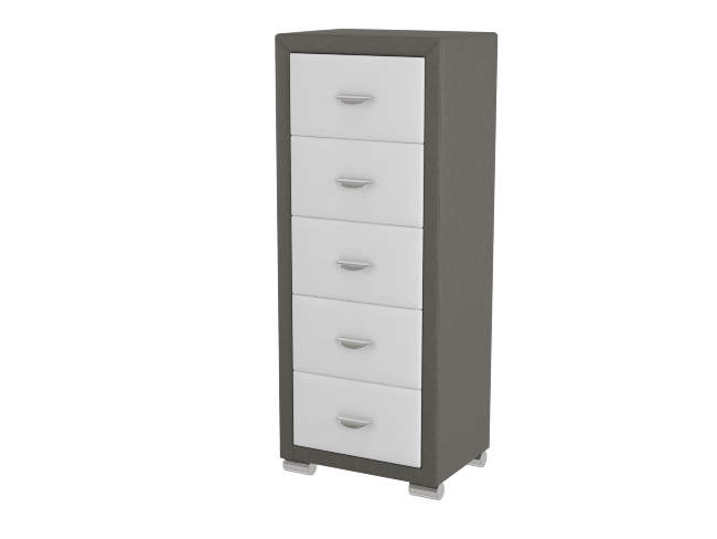 Комод Orma Soft 2 (5 ящиков), цвет: Экокожа Серый/Белый