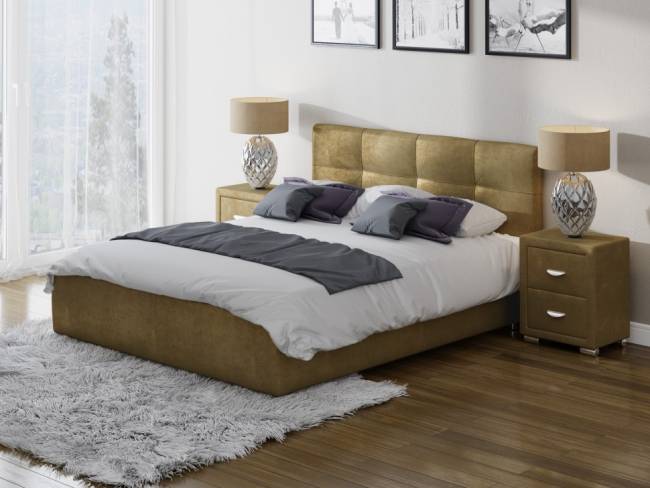 Кровать Life 1 Box, цвет: Экокожа Золото