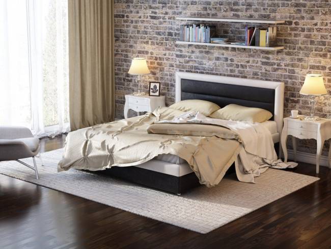 Кровать Life 2 Box, цвет: Экокожа Черно-белая