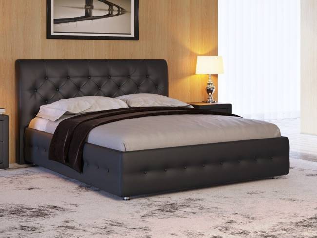 Кровать Life 4 Box, цвет: Экокожа Черная