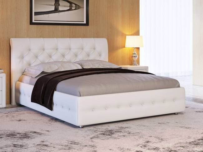 Кровать Life 4 Box, цвет: Экокожа Белая