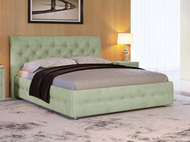 Кровать Life 4 Box, цвет: Велюр Олива со стразами