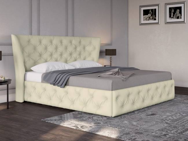 Кровать Life 5 Box, цвет: Экокожа Кремовая Кровать Life 5 Box, цвет: Экокожа Кремовая