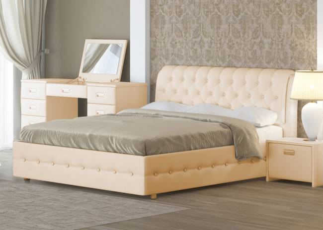 Кровать Como 4, цвет: Экокожа Бежевый Перламутр Кровать Como 4, цвет: Экокожа Бежевый Перламутр