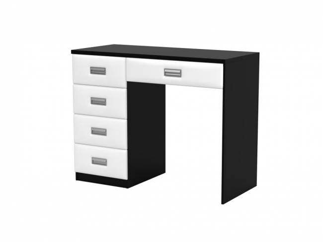 Туалетный стол Como/Veda (5 ящиков), цвет: ЛДСП Черный/Экокожа Белый Туалетный стол Como/Veda (5 ящиков), цвет: ЛДСП Черный/Экокожа Белый
