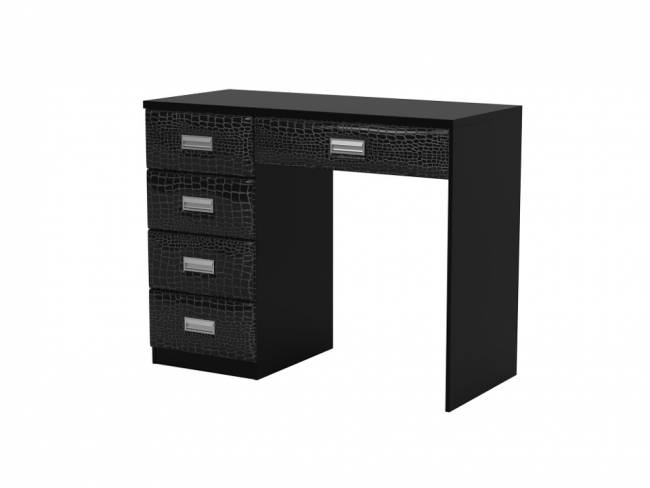Туалетный стол Como/Veda (5 ящиков), цвет: ЛДСП Черный/Экокожа Кайман Черный Туалетный стол Como/Veda (5 ящиков), цвет: ЛДСП Черный/Экокожа Кайман Черный