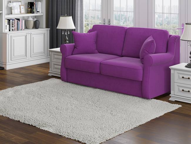 Диван Synergy Grace, цвет ярко-фиолетовый ткань велюр Enigma 27 фото в интерьере Диван Synergy Grace, цвет ярко-фиолетовый ткань велюр Enigma 27 фото в интерьере