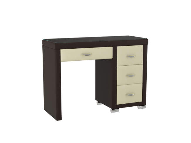Туалетный стол OrmaSoft 2 (4 ящика) правый, цвет: Экокожа Коричневый/Кремовый Туалетный стол OrmaSoft 2 (4 ящика) правый, цвет: Экокожа Коричневый/Кремовый