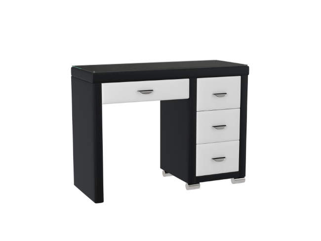Туалетный стол OrmaSoft 2 (4 ящика) правый, цвет: Экокожа Черный/Белый Туалетный стол OrmaSoft 2 (4 ящика) правый, цвет: Экокожа Черный/Белый