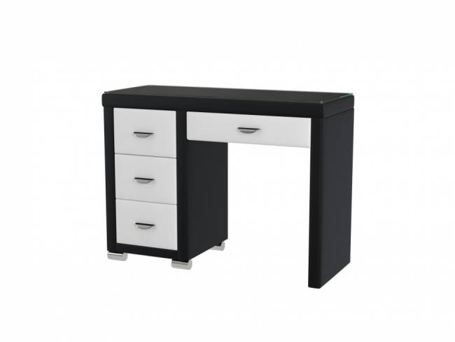 Туалетный стол OrmaSoft-2 (4 ящика) левый, цвет: Экокожа Черный/Белый Туалетный стол OrmaSoft-2 (4 ящика) левый, цвет: Экокожа Черный/Белый