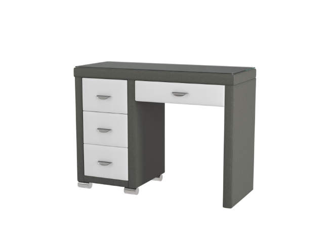 Туалетный стол OrmaSoft-2 (4 ящика) левый, цвет: Экокожа Серый/Белый Туалетный стол OrmaSoft-2 (4 ящика) левый, цвет: Экокожа Серый/Белый