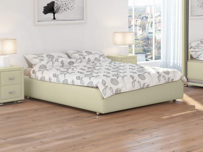 Кровать Como 1 Base, цвет: Экокожа Кремовая