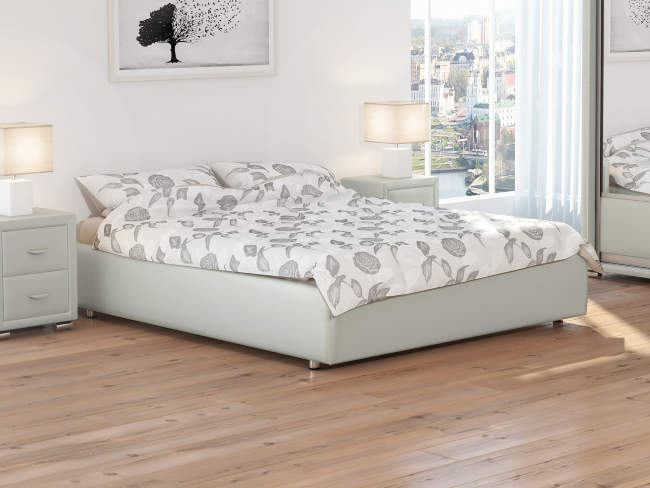 Кровать Como 1 Base, цвет: Экокожа Кайман белый