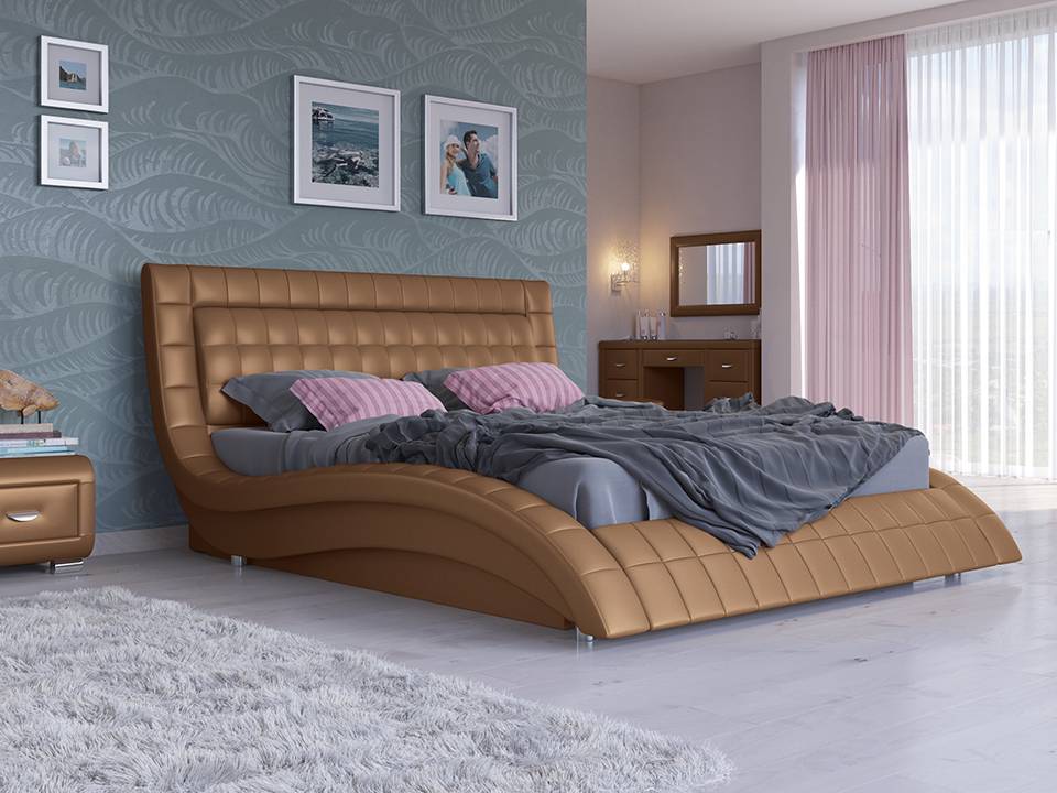 Кровать с мягким изголовьем AL-0009 