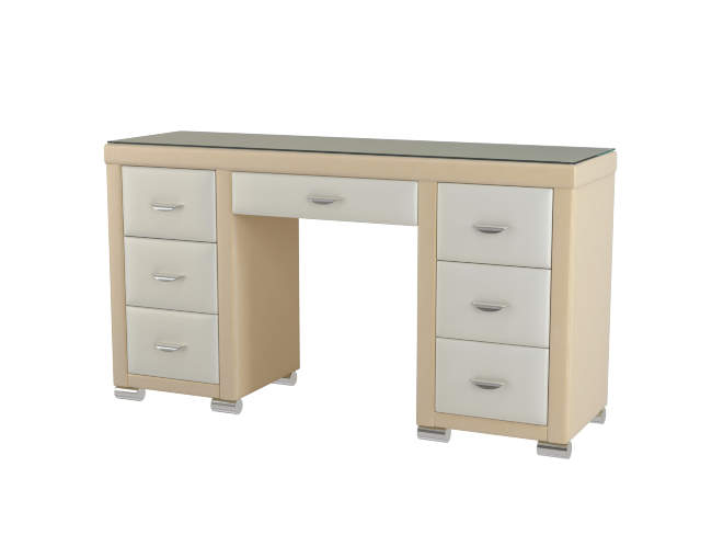 Туалетный стол OrmaSoft 2 (7 ящиков), цвет: Экокожа Молочный перламутр/Бежевый перламутр