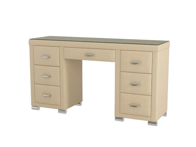 Туалетный стол OrmaSoft 2 (7 ящиков), цвет: Экокожа Бежевый