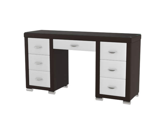 Туалетный стол OrmaSoft 2 (7 ящиков), цвет: Экокожа Коричневый/Белый
