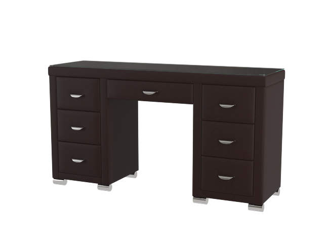 Туалетный стол OrmaSoft 2 (7 ящиков), цвет: Экокожа Коричневый