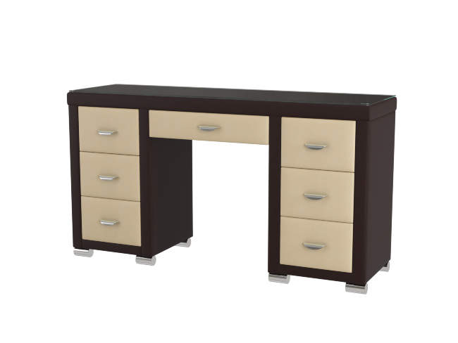 Туалетный стол OrmaSoft 2 (7 ящиков), цвет: Экокожа Коричневый/Бежевый