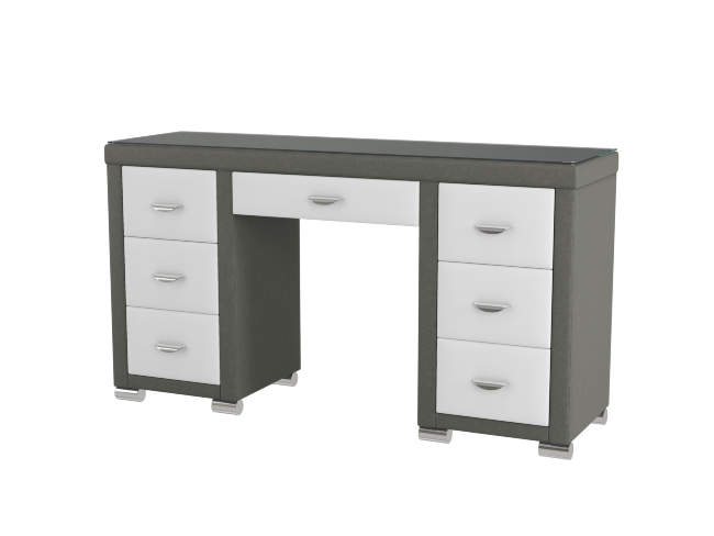 Туалетный стол OrmaSoft 2 (7 ящиков), цвет: Экокожа Серый/Белый