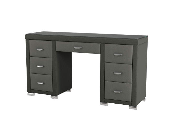 Туалетный стол OrmaSoft 2 (7 ящиков), цвет: Экокожа Темно-серый/Серый